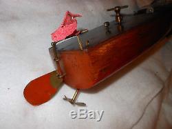 Vintage Mengel toy boats wind up toys. Rare Boat Strong Wind-Up Brass