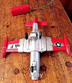 Vintage Metal Litho Air Force AF Jet, Battery Pack, Linemar Toys, Japan, NICE