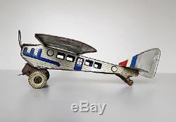 Vintage Mettoy Tinplate Monoplane Clockwork tin toy wind up 1930s aeroplane