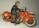 Vintage Mettoy Toy Police Patrol Motorcycle Tin Wind up England