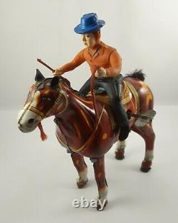 Vintage Mikuni 1950´s-1960´s Horse with Cowboy Wind Up Tin Toy Japan Works Rare