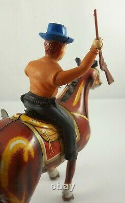 Vintage Mikuni 1950´s-1960´s Horse with Cowboy Wind Up Tin Toy Japan Works Rare