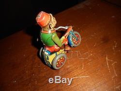 Vintage Monkey On Tri-cycle Tin Wind-up Toy Germany