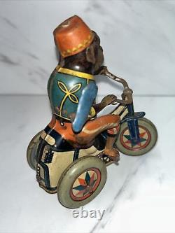 Vintage Monkey On Tricycle US Zone Germany Wind-up Tin Toys Original Collectible