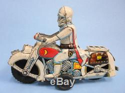 Vintage Moonlight Mask Gekko Kamen Motorcycle Tin Windup Toy 1950s