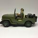 Vintage Nomura TN Battery Operated Lithographed Army Jeep With Two Soldiers