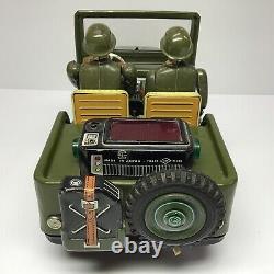 Vintage Nomura TN Battery Operated Lithographed Army Jeep With Two Soldiers