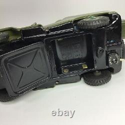 Vintage Nomura TN Battery Operated Lithographed Army Jeep With Two Soldiers