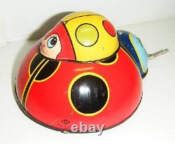 Vintage OK Brand Japan Wind-Up Tin Toy Double Lady Bug Moving Eyes