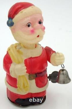 Vintage Occupied Japan Celluloid Santa with Bell Wind-Up-B