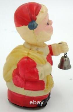 Vintage Occupied Japan Celluloid Santa with Bell Wind-Up-B