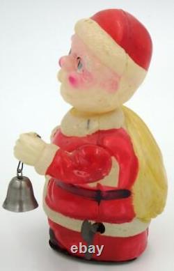 Vintage Occupied Japan Celluloid Santa with Bell Wind-Up-B