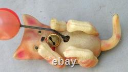 Vintage Occupied Japan Wind Up Celluloid Kitten and Ball