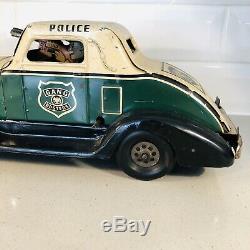 Vintage Old Marx Gang Busters Tin Wind-up Toy Police Car 1930s Free Priority
