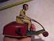Vintage Old Tin Windup Toy JANTZEN Girl in Bathing Suit on Scooter Motorcycle