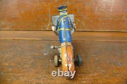 Vintage Original 1930s Marx Wind Up Police Department Sparking Motorcycle WORKS