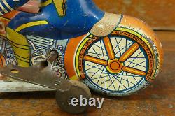 Vintage Original 1930s Marx Wind Up Police Department Sparking Motorcycle WORKS