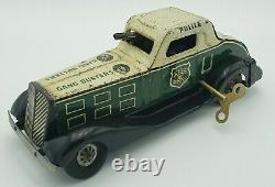 Vintage Original Marx Tin Litho Windup Police Gang Busters Car