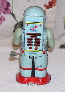 Vintage Original Shudo Japan Wind Up Apollo Space Man Robot Tin Toy 1960's