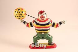 Vintage Original Tin Litho TPS Japan Bobo the Juggling Clown Windup Toy Working