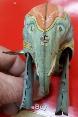 Vintage Original Works Tin Wind-up Jumbo Walking Elephant, U. S. Zone Germany