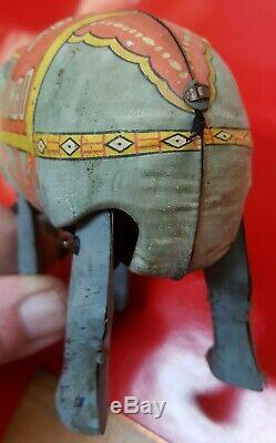 Vintage Original Works Tin Wind-up Jumbo Walking Elephant, U. S. Zone Germany