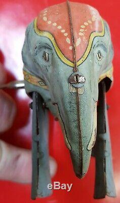 Vintage Original Works Tin Wind-up Jumbo Walking Elephant, U. S. Zone Germany