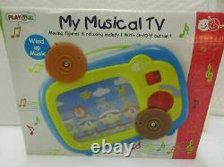 Vintage Play Go My Musical Tv Wind Up Moving Screen With Handle