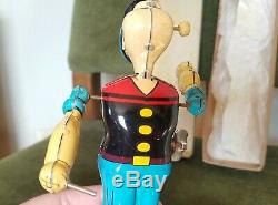 Vintage Popeye Juggling Olive Oyl Wind-Up Toy in Box. Works. Japan, Linemar
