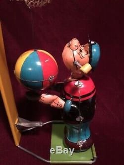Vintage Popeye Tin Windup Toy Basketball Linemar Marx Comic Character Japan Hero