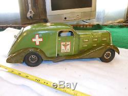 Vintage Pressed Steel Toy Marx Ambulance Police Patrol Car 1930s Deluxe Model