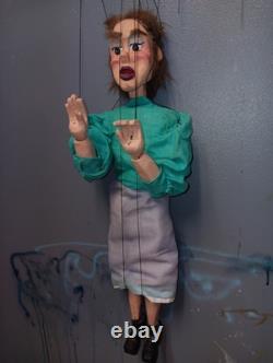 Vintage Professional Marionette String Puppet Folk Art Hand Carved