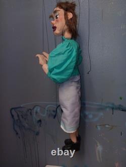 Vintage Professional Marionette String Puppet Folk Art Hand Carved