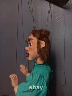 Vintage Professional Marionette String Puppet Folk Art Hand Carved