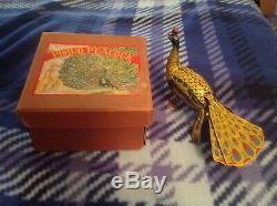 Vintage Proud Peacock tin wind up toy Alps with original box