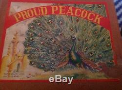 Vintage Proud Peacock tin wind up toy Alps with original box