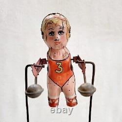 Vintage RARE Big 3 Aerial Acrobats Wind Up Tin Toy DOES NOT WORK