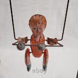 Vintage RARE Big 3 Aerial Acrobats Wind Up Tin Toy DOES NOT WORK