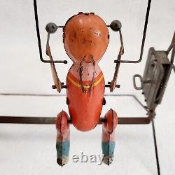 Vintage RARE Big 3 Aerial Acrobats Wind Up Tin Toy DOES NOT WORK