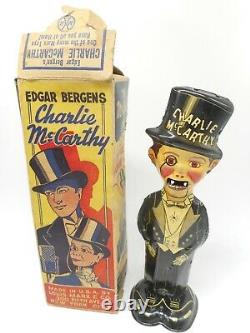 Vintage RARE Charlie Mccarthy Strut Wind up Tin Litho Toy in Original Box