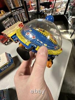Vintage RUSSIAN Tin Litho Flying Saucer Wind Up Toy WORKING FREE SHIPPING
