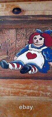 Vintage Raggedy Ann HAND MADE ORIGINAL Toy Box. X-LARGE DOVETAIL PINE