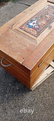 Vintage Raggedy Ann HAND MADE ORIGINAL Toy Box. X-LARGE DOVETAIL PINE