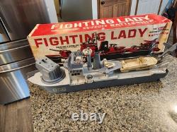 Vintage Rare 1960's Remco Fighting Lady Battleship Toy Working with Box