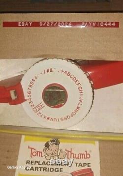 Vintage Rare Htf Tom Thumb Label Maker Original Box + 1 Unopened Tape Cartridge
