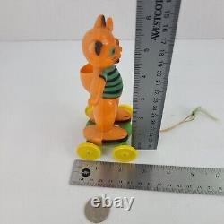 Vintage Rosbro Halloween Cat Pull Toy Witch Jack-O-Lantern Black Cat Lot of 2