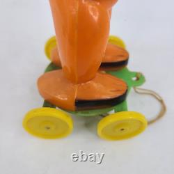 Vintage Rosbro Halloween Cat Pull Toy Witch Jack-O-Lantern Black Cat Lot of 2