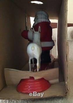 Vintage Royal Electric Light Up Santa and Reindeer on base with Original Box