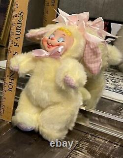 Vintage Rubber Face Plush Bunny, Tickles With Her Smiling Adorable Face