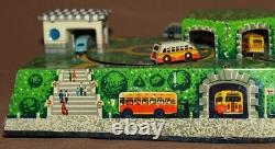 Vintage Russian tin wind up toy game city buses